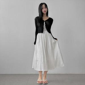 아트박스/라이니 데일리 청순 플레어 밴딩 롱 스커트 bo-3333c