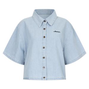 샵앤) 여성 카라 밑단스트링 루즈핏 청남방 데님 셔츠 FRB-WBL-20697-연청