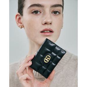 [헤지스] HIHO5F762BK_여성 블랙 퀼팅 가죽 아코디언 카드지갑