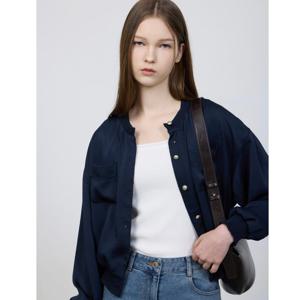 [쥬크]니트 배색 라운드 오픈형 블라우스(Z251MSC007)