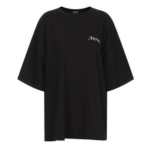 샵앤) 국산 여성 라운드넥 앤서 오버핏 뒷면 프린팅 반팔티 ODA-WSH-20722-블랙