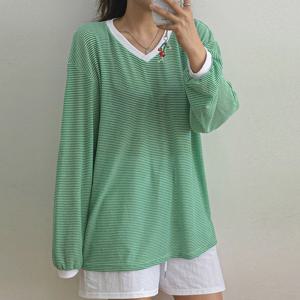 나야홍 / 빅사이즈 506 시스루라인폴리티셔츠 DGBU735