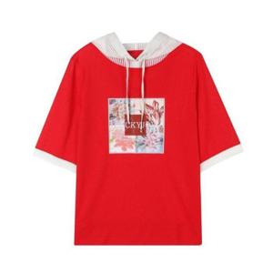 그린조이 HC12 여성 프린트 포인트 후드 티셔츠 GP25KL31W(오렌지색)