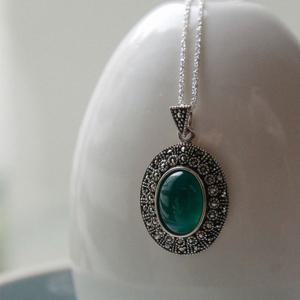 바이데이지 그린오닉스 마카사이트 원석 실버 목걸이 Bn0570