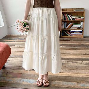 샵앤) 국산 여성 허리밴딩 4단 캉캉 롱스커트 STJ-WSK-4605-아이보리