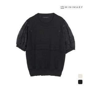 [미니마리] 레이스배색하프니트 (MMA2TS92)