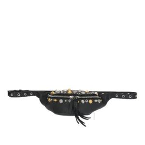 발렌티노 블랙 해머드 레더 스터드 웨이스트 백 7Y2B0R39 MJL0N