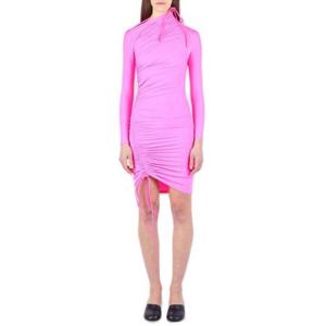Balenciaga 비대칭 드로스트링 드레스 704440TYK07 5900FLUOPINK TP934676253