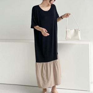 빅사이즈 507 에프터유넥반팔롱원피스 DGLU371