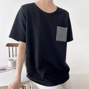 나야홍 / 빅사이즈 507 아워라운드단가라티셔츠 DBSU927