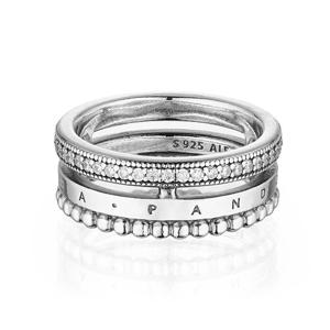 [판도라 PANDORA] 192312C01 시그니처 로고 파베 & 비디드 실버 반지