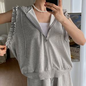 나야홍 / 빅사이즈 507 스크런치캐주얼후드조끼 DRAU509