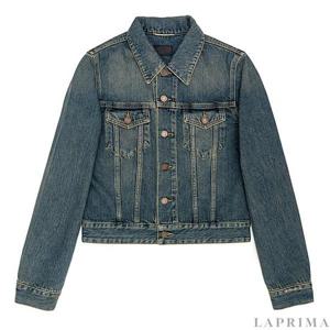 라프리마 생로랑 빈티지 워싱 크롭 데님 자켓 695196-YC868-4255