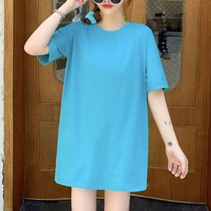 심플 루즈핏 민소매 반팔 롱티셔츠 미니원피스