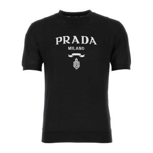 프라다 블랙 울 크루넥 티셔츠 UMB272S2121075 F0002