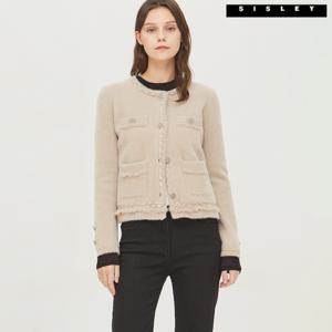 [시슬리]시슬리 트위드 배색 숏 가디건 SAKCF1361_BE