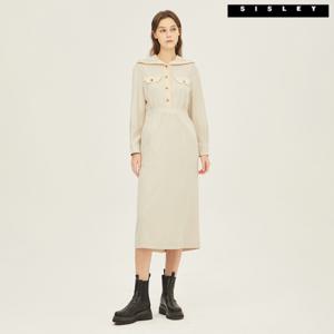 [시슬리]시슬리 니트 카라 원피스 SAOP37261_BE