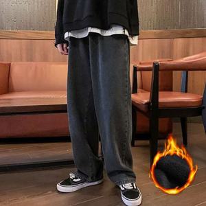 밴딩바지 겨울철 밴딩 기모 와이드 청바지 빅사이즈 팬츠