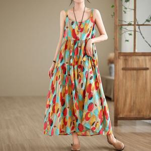 린넨 G126627_린넨 나염 루즈핏 나시원피스