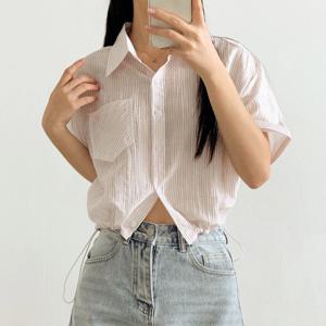 나야홍 / 빅사이즈 507 과여신크롭단가라셔츠 DNOV018