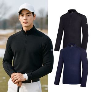 비티알 남성 엠보원단 보온 골프 긴팔 반집업 티셔츠 BSC457ST4M