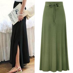 의류 옆슬릿 허리밴딩 데일리 G126917 롱스커트 스판