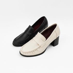 [신난다슈]여성 구두 펌프스 힐 7cm 2종 여자 페니 로퍼 힐 발편한 통굽 양가죽 UN257136