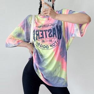 나야홍 / 빅사이즈 508 오묘타이다이영문티셔츠 DNMU706