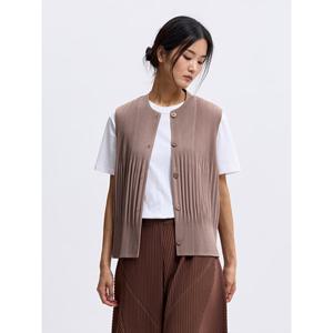 [플리츠미][플리츠미] 솔리드 라운드넥 버튼 베스트_EPVTF025002