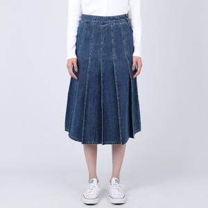 [게스]게스 여성 청치마 플리츠 데님 스커트 미디엄블루 YO3D657