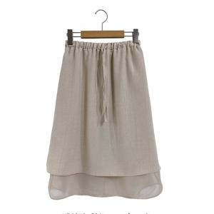 샵앤) 국산 여성 리본밴딩 쉬폰 레이어드 미디 스커트 STJ-WSK-4870-베이지