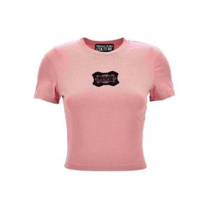 25 FW 베르사체진스꾸뛰르 로고 패치 크롭 티셔츠 79HAHC01CJ02C TP442583502