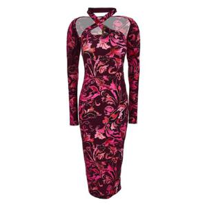 25 FW 베르사체진스꾸뛰르 플로럴 프린트 컷아웃 미디 드레스 79HAO972JS518 TP442632053