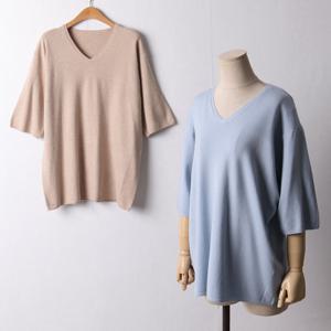 나야홍 / 빅사이즈 509 루즈브이니트반팔티 DAPF370