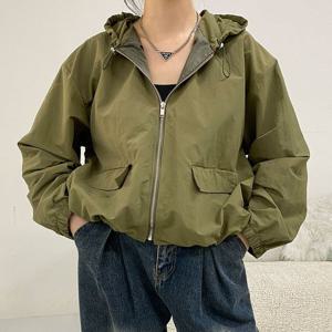 나야홍 / 빅사이즈 509 간절기바스락숏후드집업 DRAV198