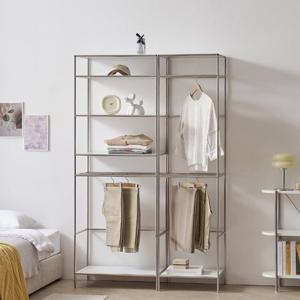 N1676 모듈 3단 선반 2단 옷걸이 행거 옷장세트