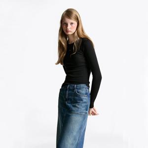 타미진 여성 슬림 립 롱 슬리브 T32F6TTO03TWT1