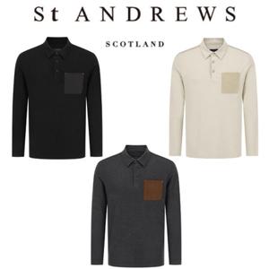 [세인트 앤드류스] 남성 스웨이드 포켓 소프트 카라 긴팔티셔츠(811E4TO002)