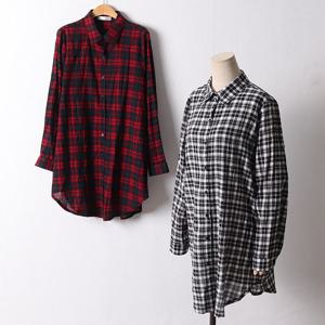 나야홍 / 빅사이즈 509 데일리오버롱체크남방 DIRF112