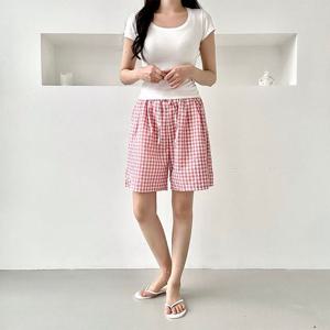 모이드 타탄 체크 4부 반바지 SD-250628 4부