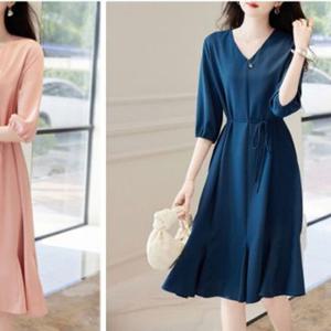 쉬폰 브이넥 원피스 DJJ9722 원피스