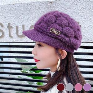 엄마겨울모자 마름모 패턴 예쁜 리본 캡비니 USD-416