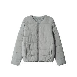 남자 심플 노카라 밴딩 경량 숏패딩 ET-JUP-Q015-그레이