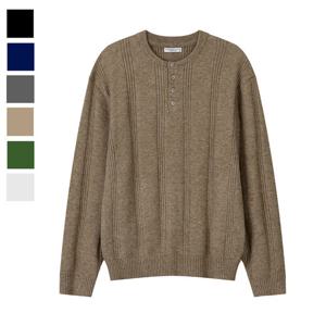 남자 가을 코엘 라운드 헨리넥 긴팔 니트 AS-KNA-Q028-오트밀