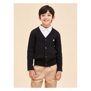 [빈폴키즈][Essential] 면 케이블 가디건 - 블랙 (BI415AUE15)