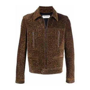 생로랑 레오파드 프린트 스웨이드 재킷 685412YCIL2