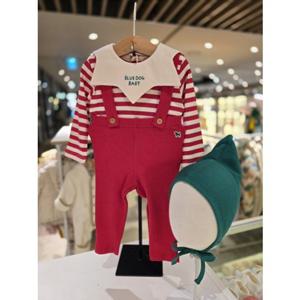 [블루독베이비] 25 FW(레드)홀리데이 멜빵 상하세트(45C7067215)성탄절 크리스마스 백일 돌 선물 조카 등원