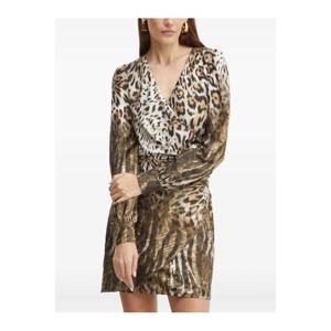 25 FW 게스 긴소매 애니멀 프린트 미니 드레스 W4BK40WGLK2 TP443976290