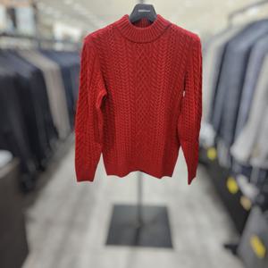 [바쏘옴므]레드 꽈배기 울혼방 반폴라 터틀넥 니트 WSY3WN09ARE_