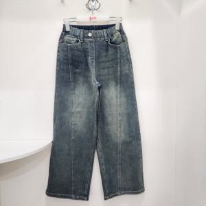 [소이]절개  라인 와이드 기모 빈티지 블루진 25W5257